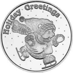 2026 Ice Skating Bear 1&nbsp;oz Silver Round silver, rounds, silver coins, silver bullion, holiday greetings, christmas silver, medallion, 1 oz silver, 999 silver, christmas, silver, fine silver coins, holiday